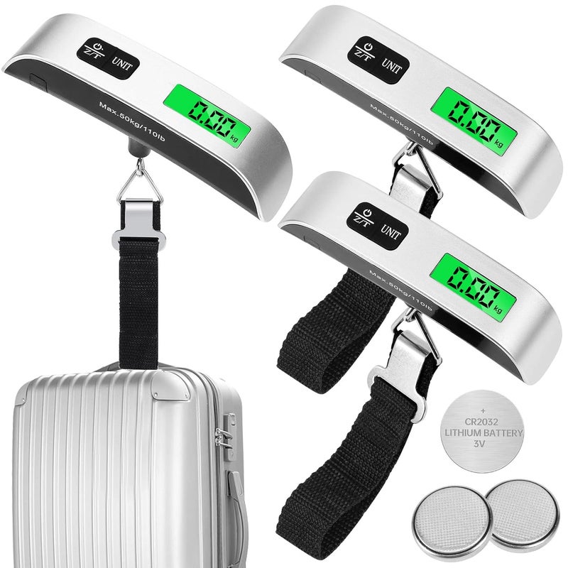 Visen Digital Luggage Scale,3 Pack Luggage Weight Scale,110LB Handheld Digital Hanging Scales,Baggage Scale with Backlit LCD Display,Portable Suitcase Weight Scale with Hook for Travelers,Battery Included - Image 1